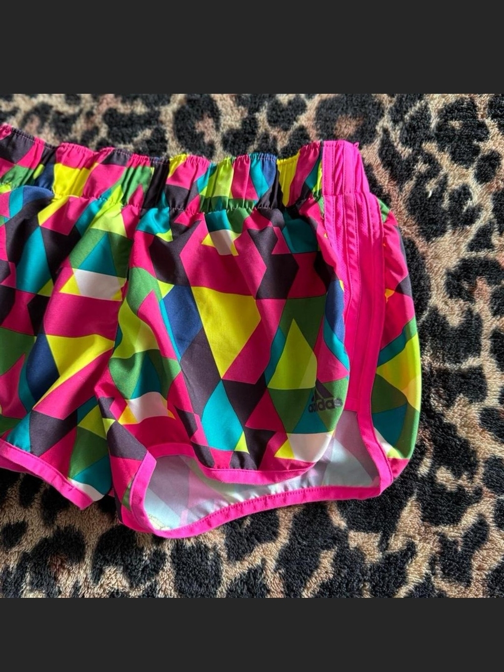 Adidas Neon Geo Print Running Shorts - Picture 3 of 4
